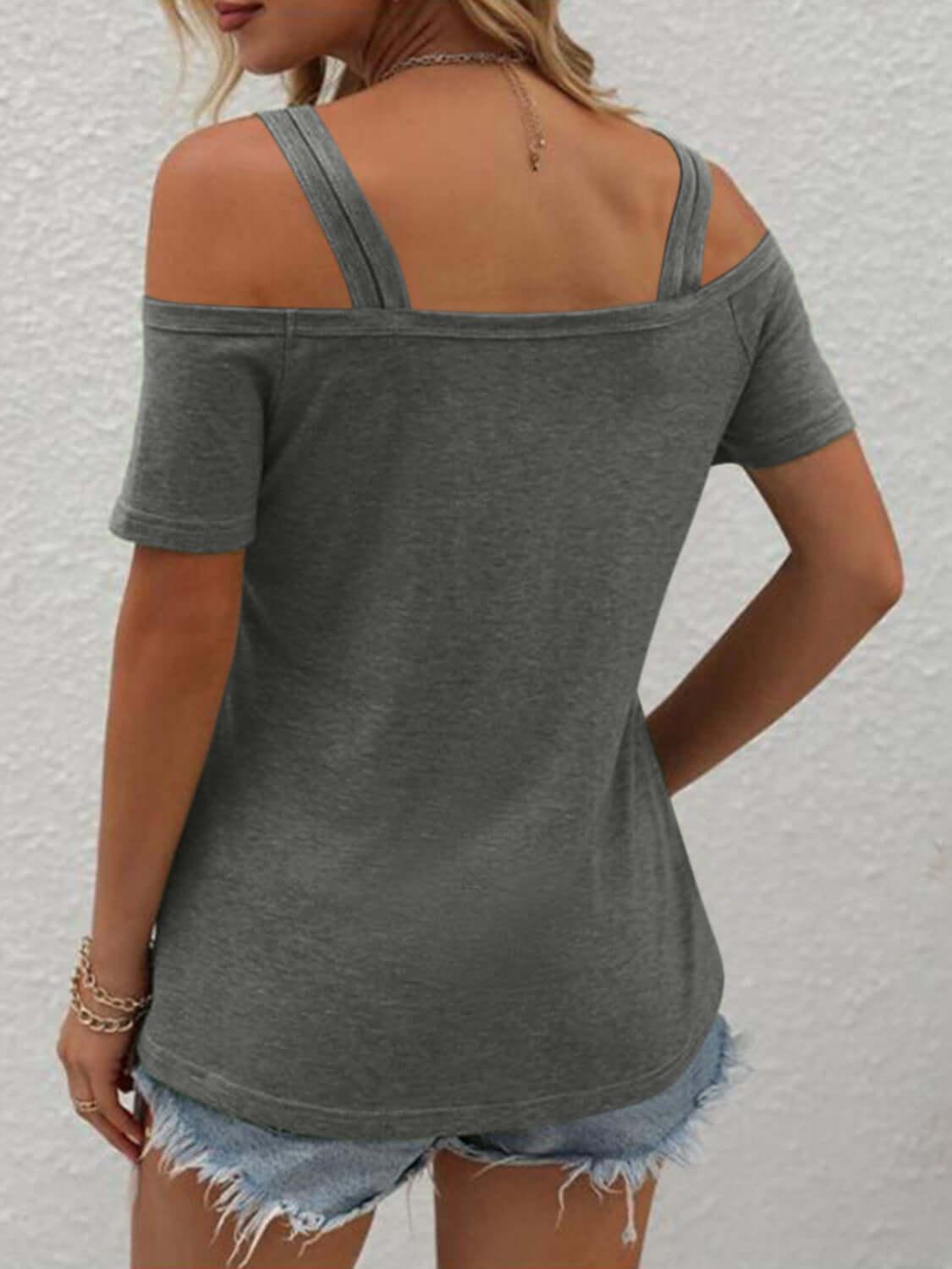 Off-Shoulder Short Sleeve T-Shirt