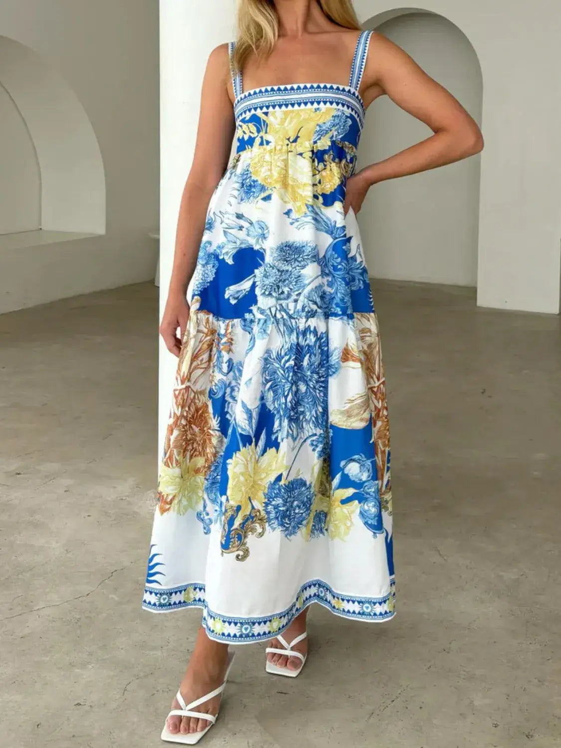 Pocketed Printed Sleeveless Cami Dress