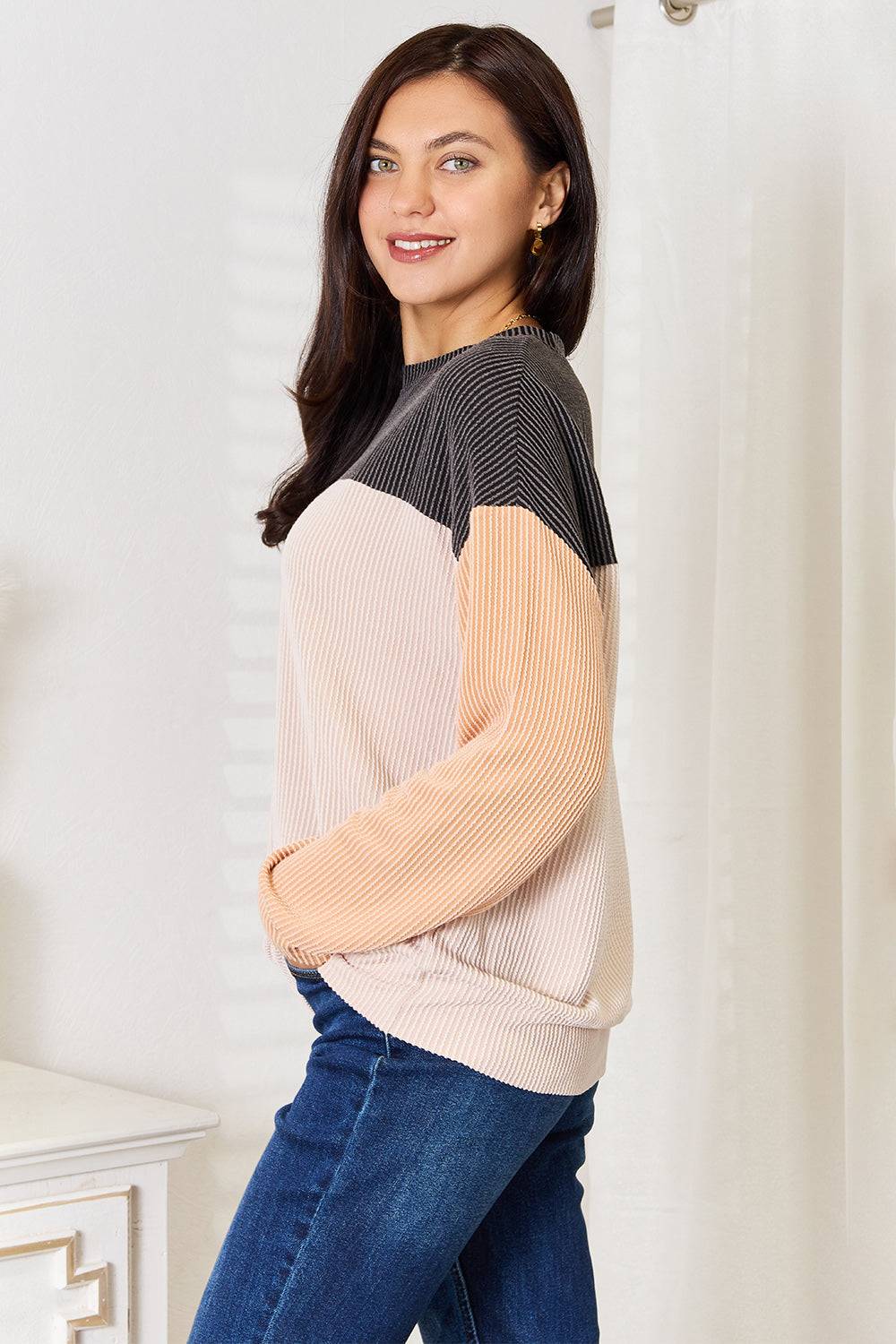 Double Take Color Block Dropped Shoulder T-Shirt - Clothes For Her Online Store