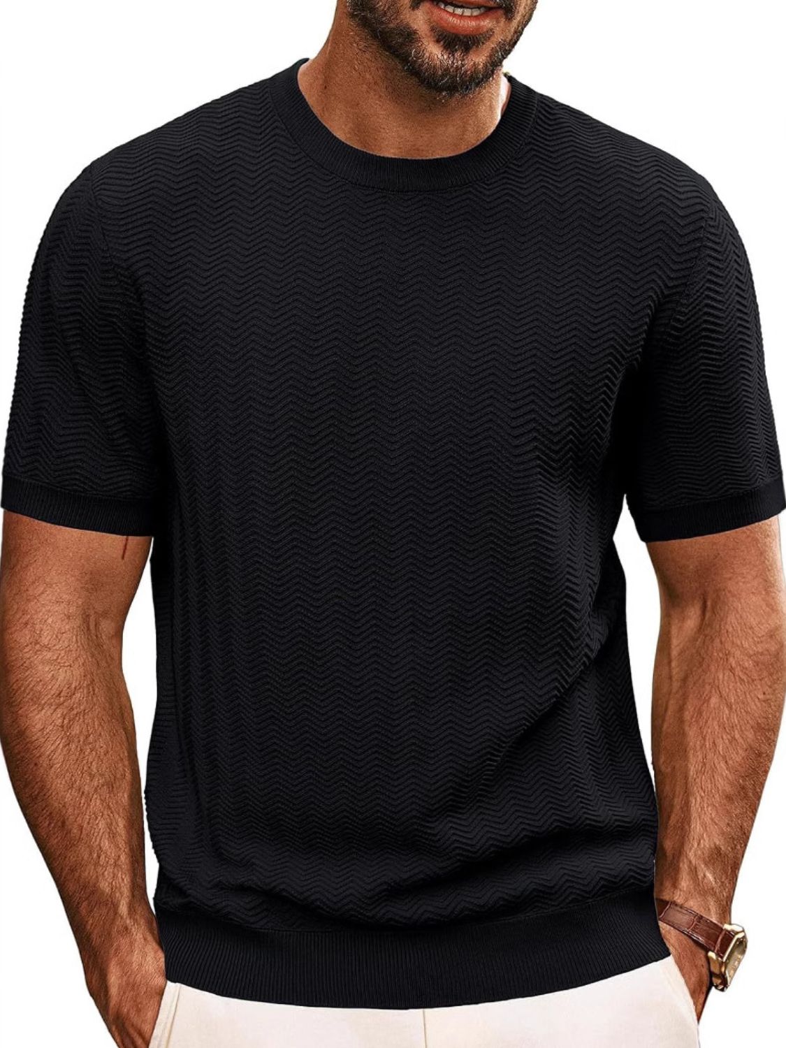 Men's Full Size Round Neck Short Sleeve T-Shirt Plus Size - Clothes For Her Online Store