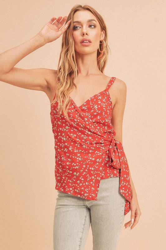 Aemi + Co Ditsy Floral Surplice Adjustable Straps Cami