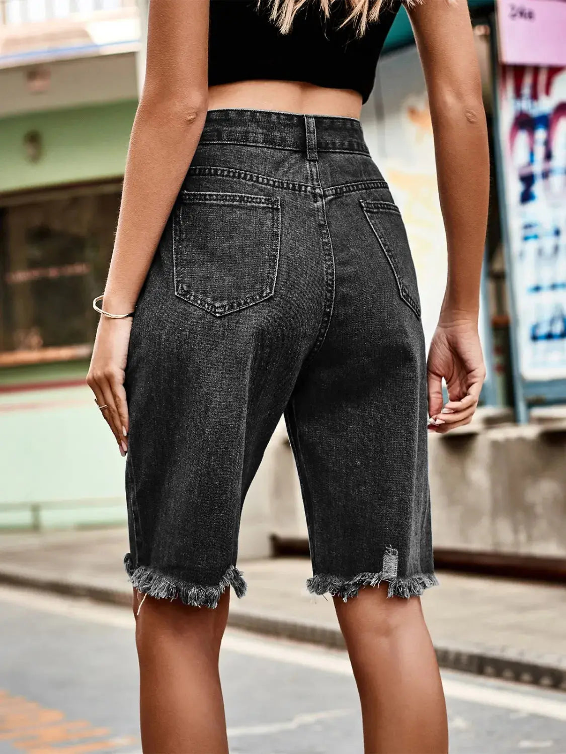 Raw Hem Denim Shorts