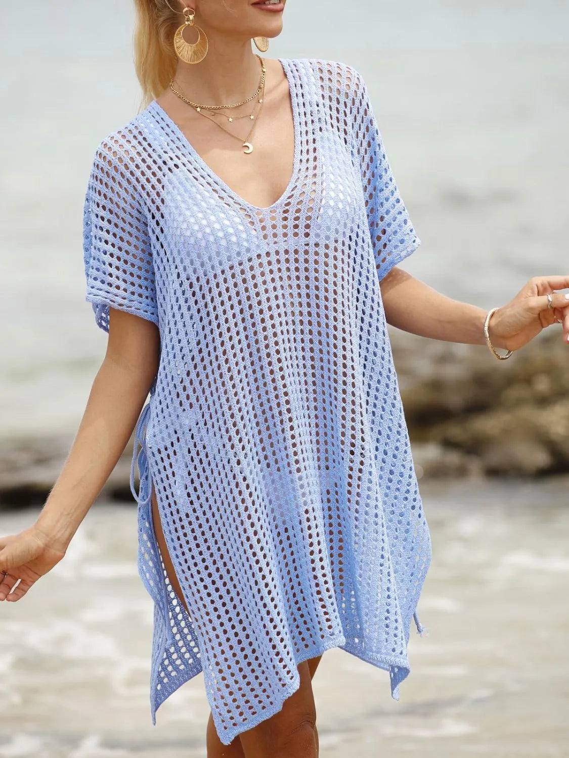Side Tied V-Neck Cover-Up