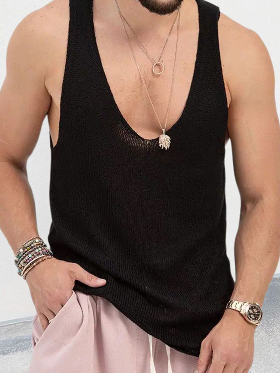 Men's Scoop Neck Knit Tank - Clothes For Her Online Store