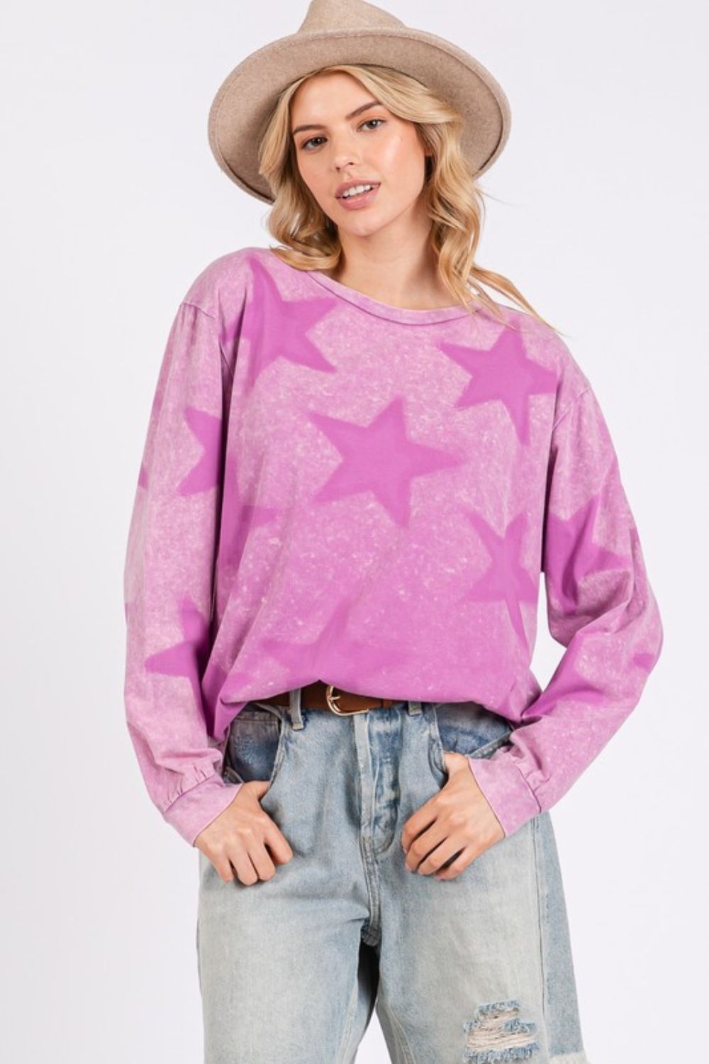 SAGE + FIG Mineral Wash Star Pattern T-Shirt - Clothes For Her Online Store