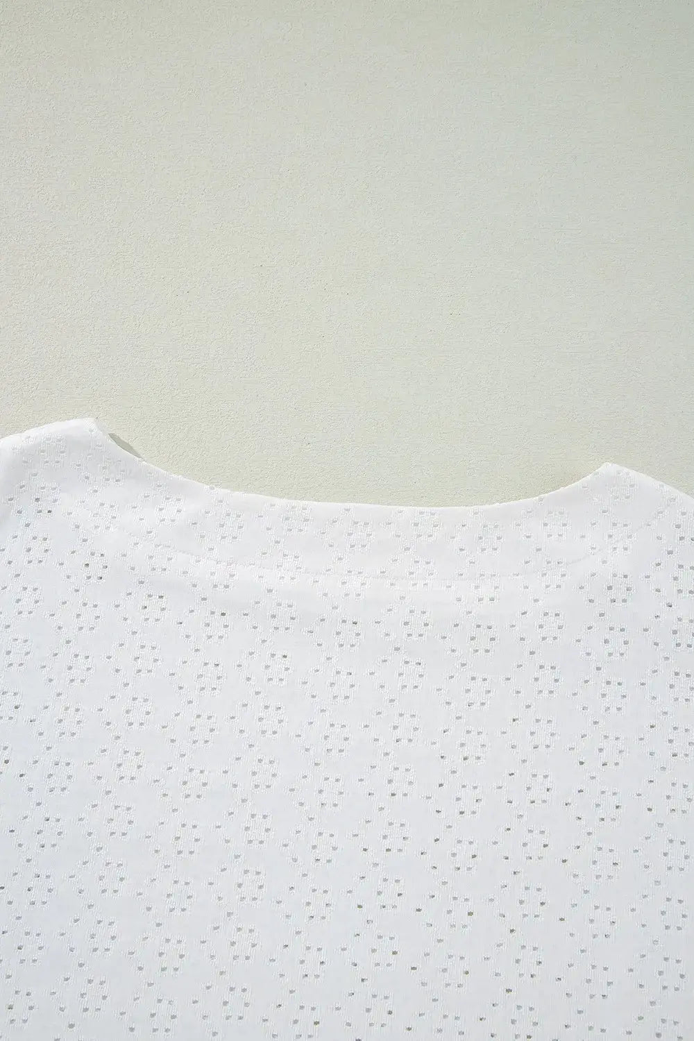 Eyelet Pattern Boat Neck Casual Tee