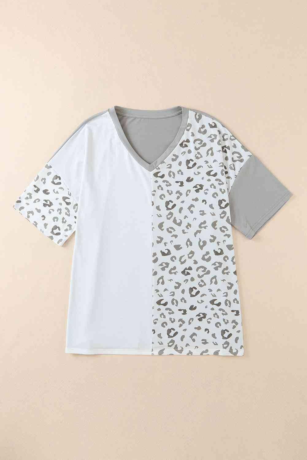 Plus Size Leopard V-Neck T-Shirt - Clothes For Her Online Store