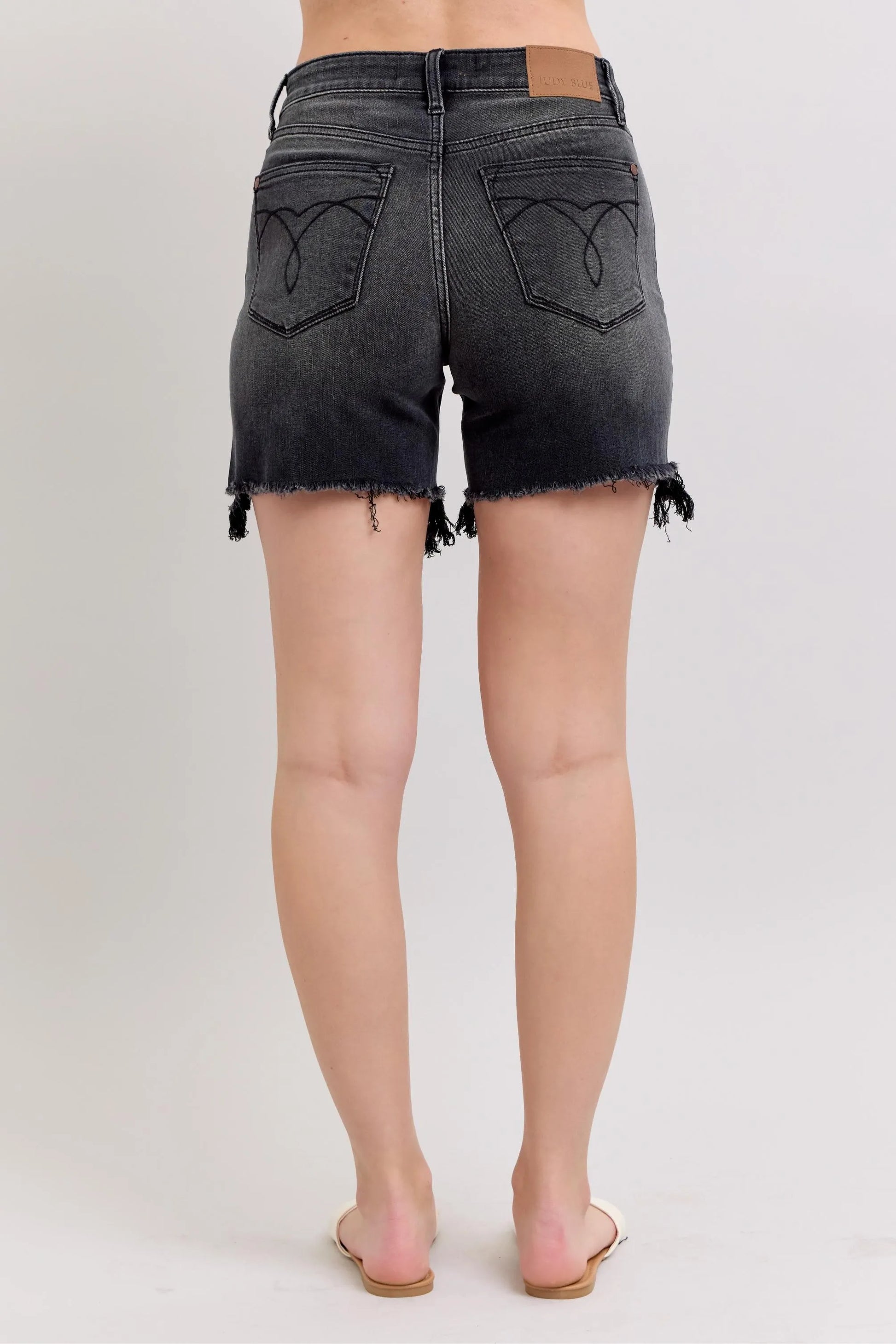Judy Blue Full Size Long Cut Off 2 Button Dad Denim Shorts Plus Size
