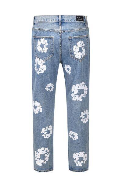 Men's Graphic Straight Leg Jeans - Clothes For Her Online Store