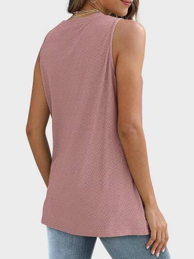 Florira Eyelet Round Neck Tank