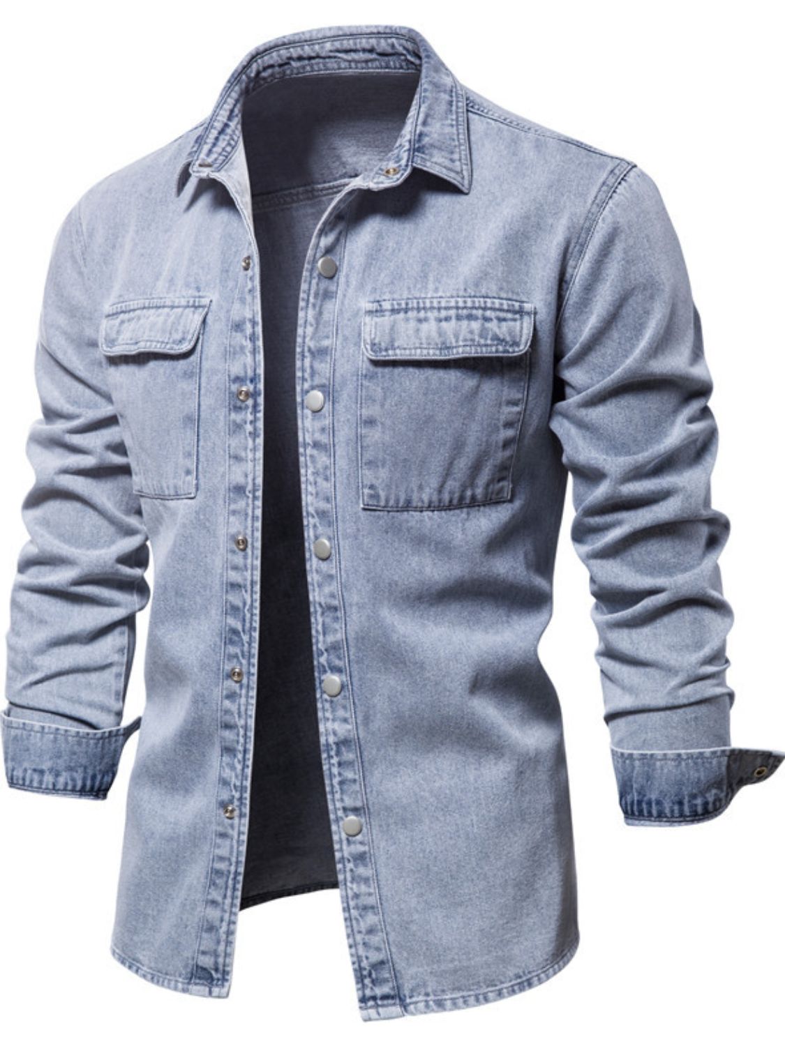 Men's Button Down Chest Pocket Denim Jacket - Clothes For Her Online Store