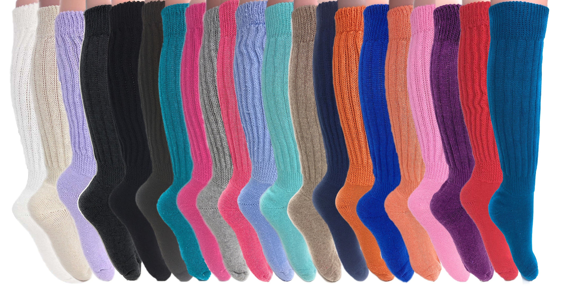 Colorful Cotton Heavy Slouch Boot Socks for Women 21 Pairs Size 9-11