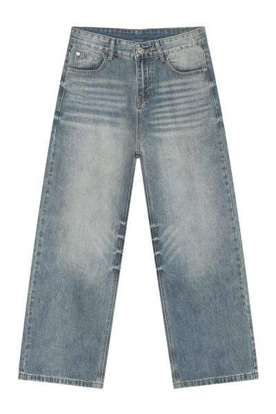 High Rise Wide Leg Casual Jeans