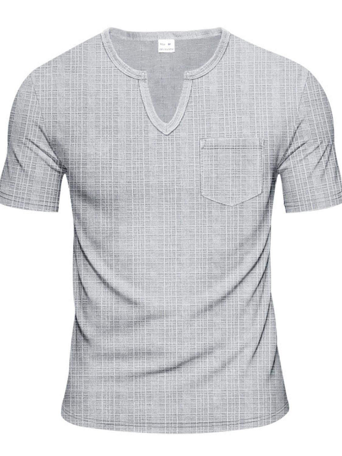 Men's Full Size Notched Short Sleeve T-Shirt Plus Size - Clothes For Her Online Store