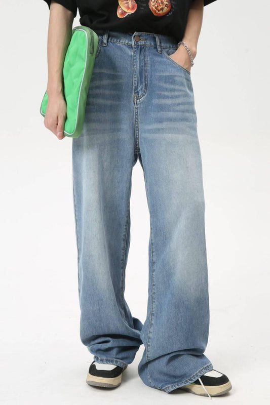 Men's Washed Straight Jeans - Clothes For Her Online Store