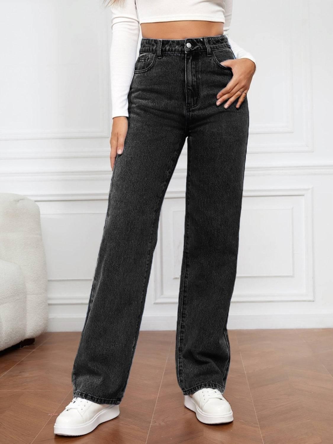 High Waist Straight Jeans - Clothes For Her Online Store