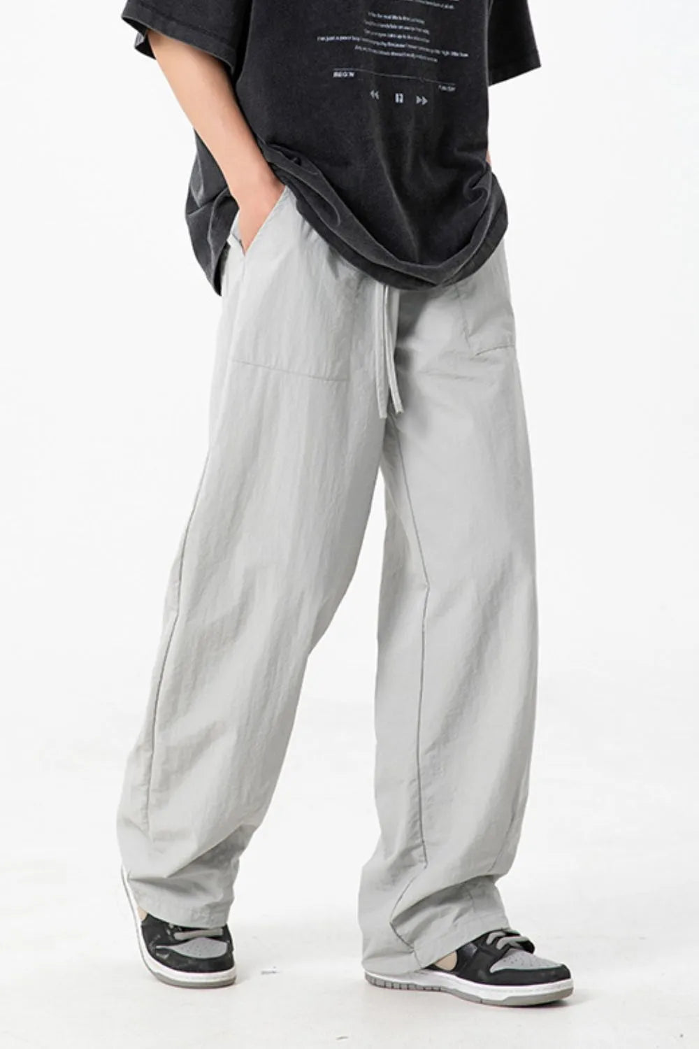 Men's Full Size Drawstring Pants with Pockets Plus Size