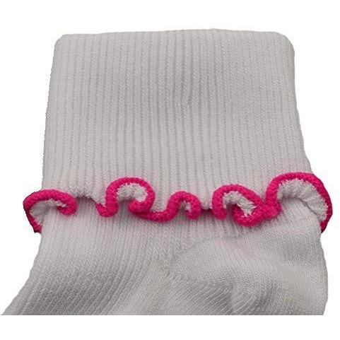 Sierra Socks Girls Cotton Lettuce Ruffle Ripple Edge Turn Cuff