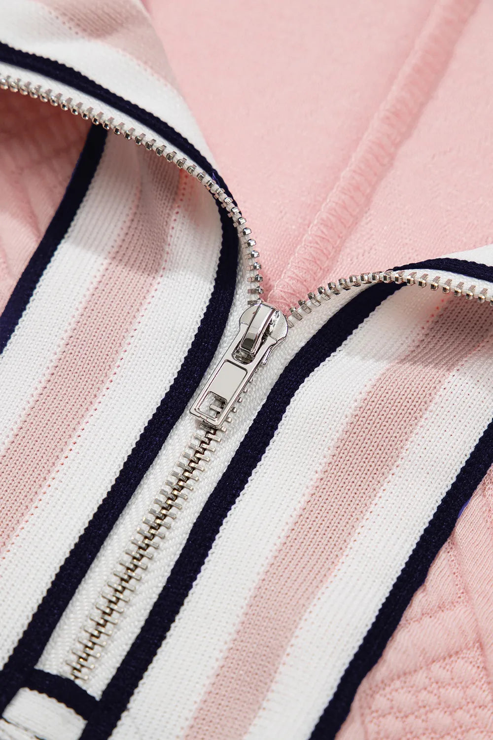 Contrast Striped Collar Patchwork Textured Half Sleeve Blouse