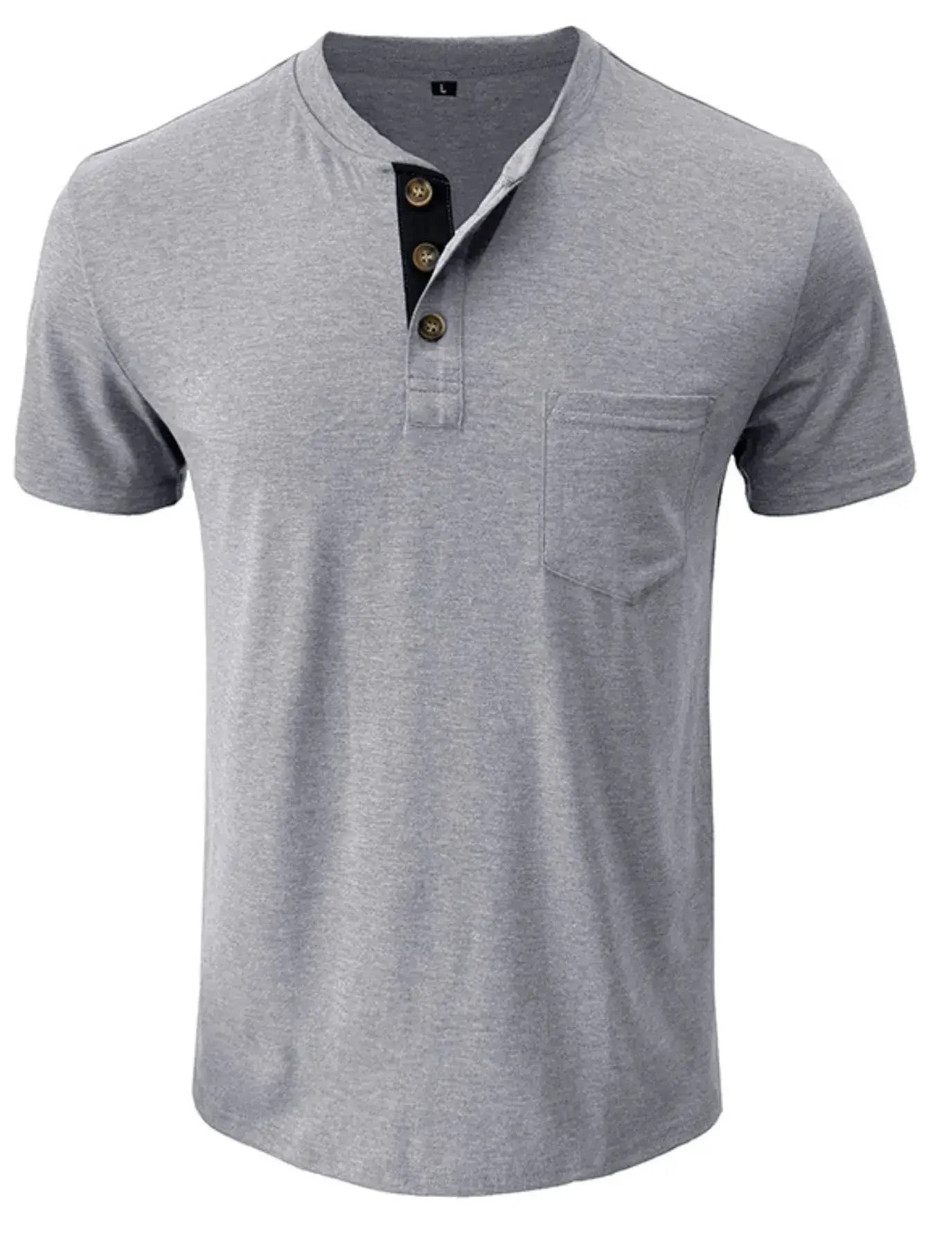 Men's Full Size Classic Henley Pocket Polo T-Shirt Plus Size