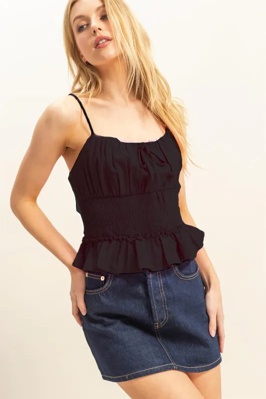 HYFVE Poplin Smocked Waist Summery Cami Top