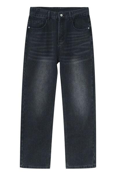 Straight Leg Jeans with Pockets - Clothes For Her Online Store