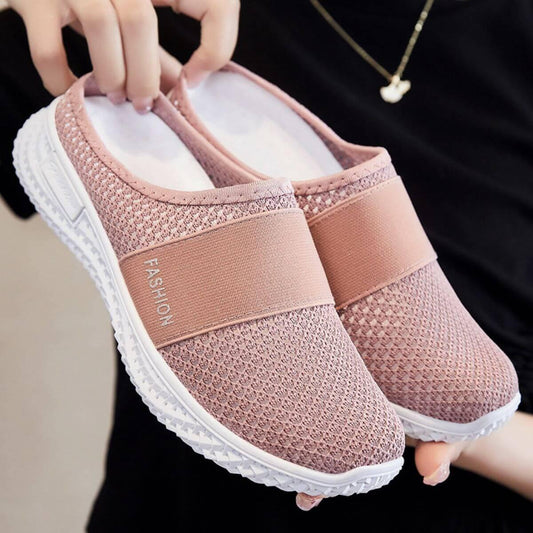 Round Toe Mesh Slip-On Sneakers - Clothes For Her Online Store