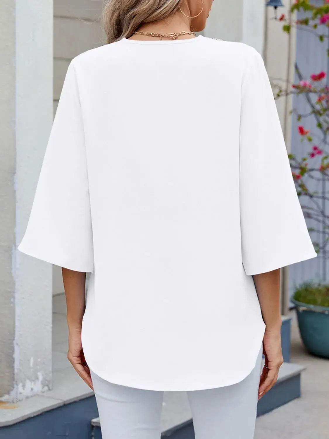 V-Neck 3/4 Sleeve Blouse - Clothes For Her Online Store