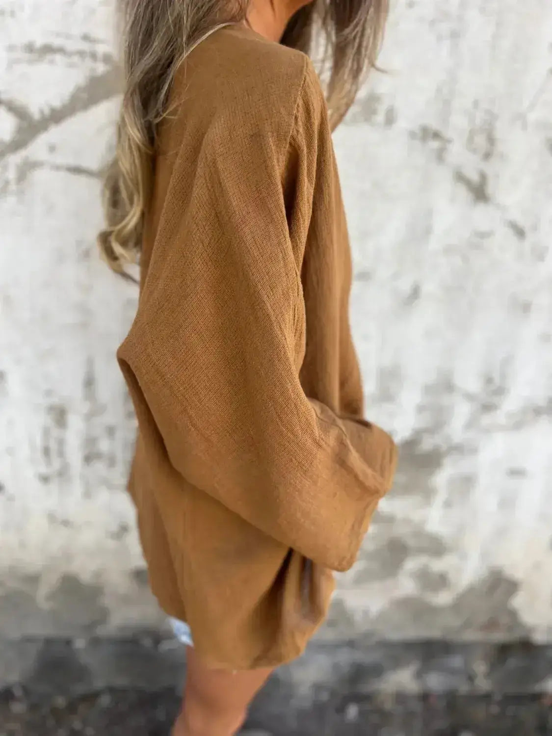 Full Size One Button Long Sleeve Shirt Plus Size - Clothes For Her Online Store