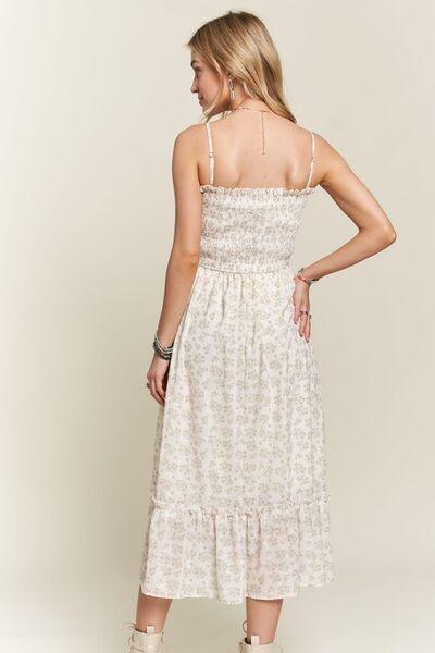 ADORA Smocked Floral Ruffled Hem Cami Dress - Clothes For Her Online Store