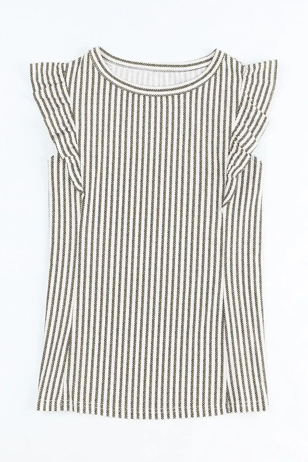 Ruffled Striped Round Neck Blouse
