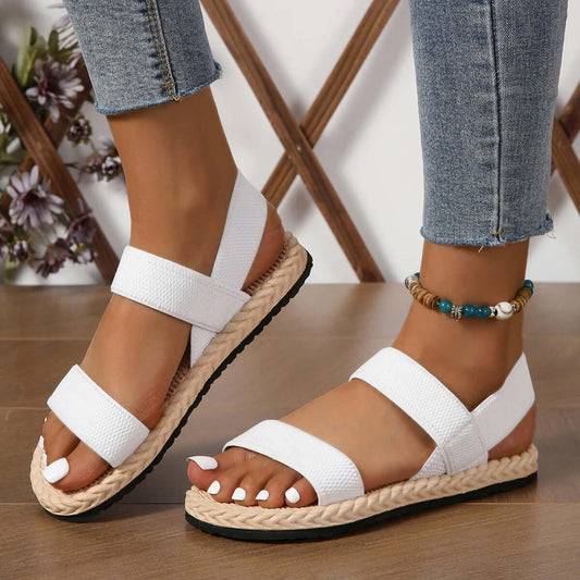 Open Toe Flat Sandals - Clothes For Her Online Store
