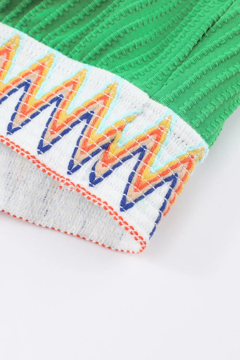 Textured Contrast Banding Bikini High Waist 2pcs Swimsuit