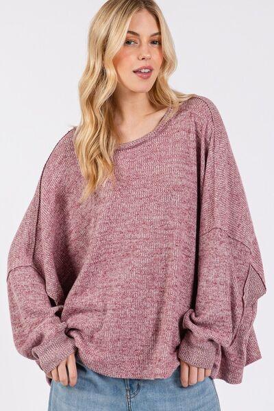 SAGE + FIG Round Neck Batwing Sleeve Oversize Top - Clothes For Her Online Store