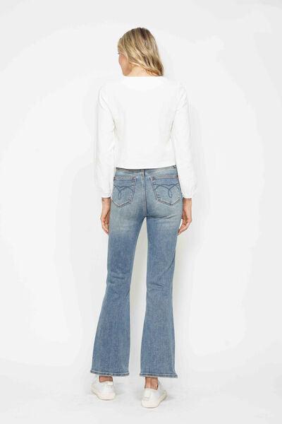 Judy Blue Full Size Tummy Control Back Embroidered Pocketed Bootcut Jeans Plus Size - Clothes For Her Online Store