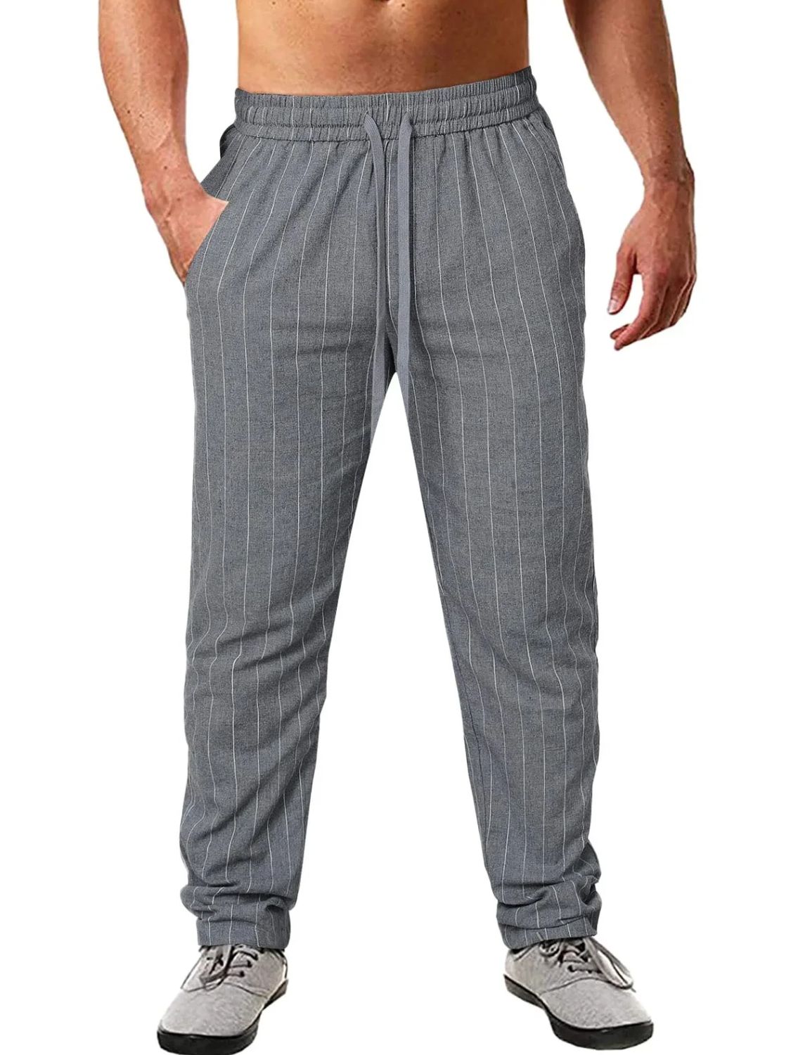 Men's Plus Size Striped Drawstring Pants