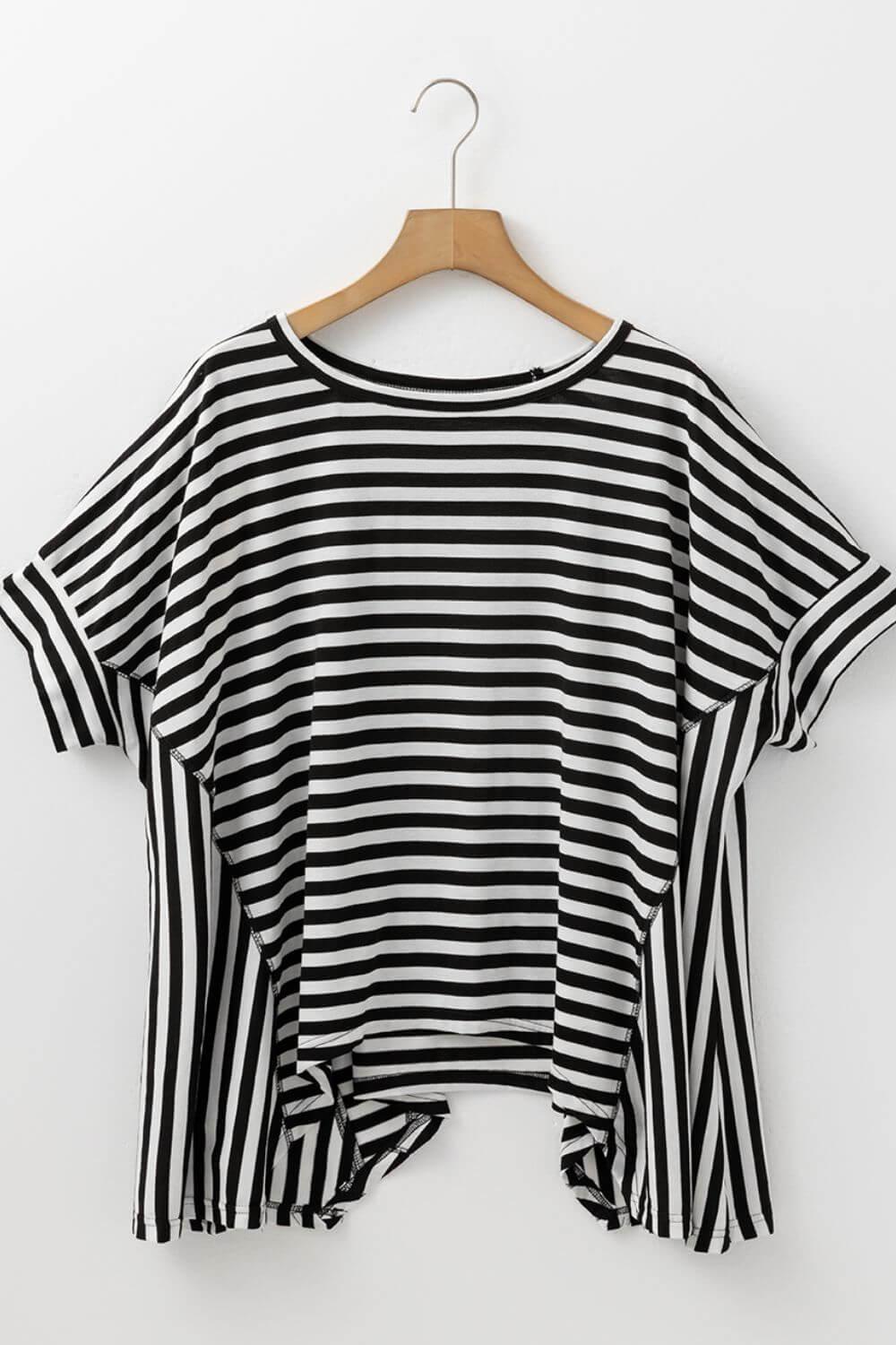 Stripe Batwing Sleeve Round Neck Oversized Top