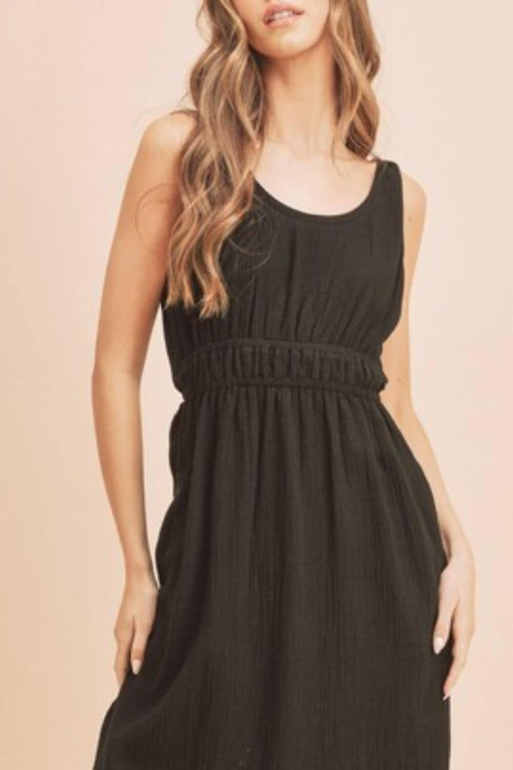 Aemi + Co Side Slit Round Neck Sleeveless Tank Dress