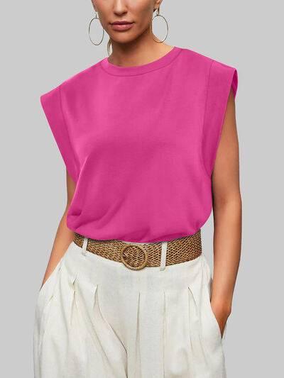 Florira Round Neck Cap Sleeve T-Shirt