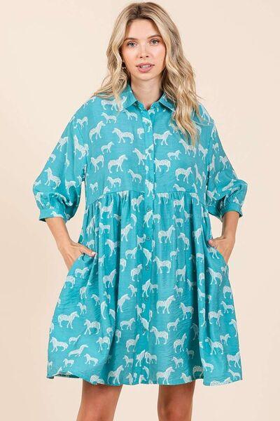 Mittoshop Zebra Print Button Down Shirt Mini Dress - Clothes For Her Online Store