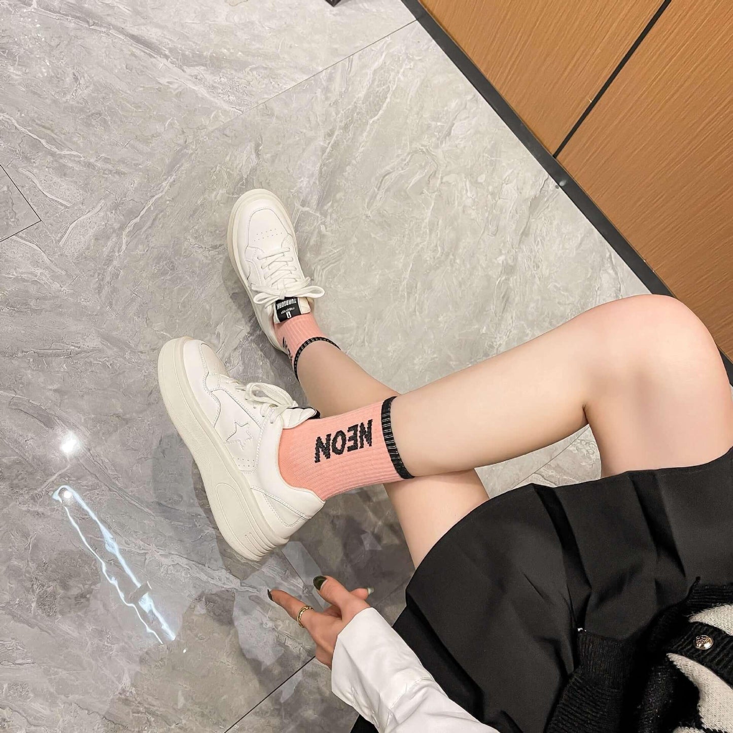 Star Lace Up Round Toe Platform Sneakers