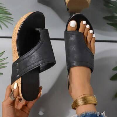 PU Leather Wedge Sandals - Clothes For Her Online Store