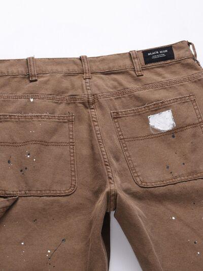 Men's Washed Bootcut Cargo Jeans