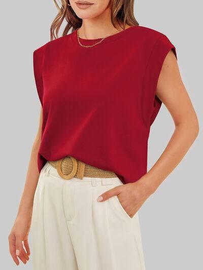 Florira Round Neck Cap Sleeve T-Shirt