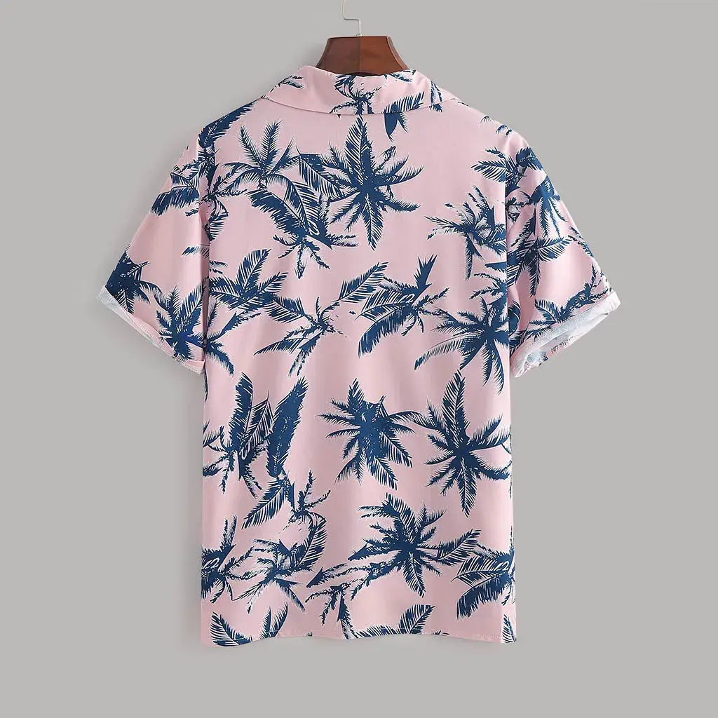 Men's Full Size Tropical Print Hawaiian Style Top and Shorts Set Plus Size
