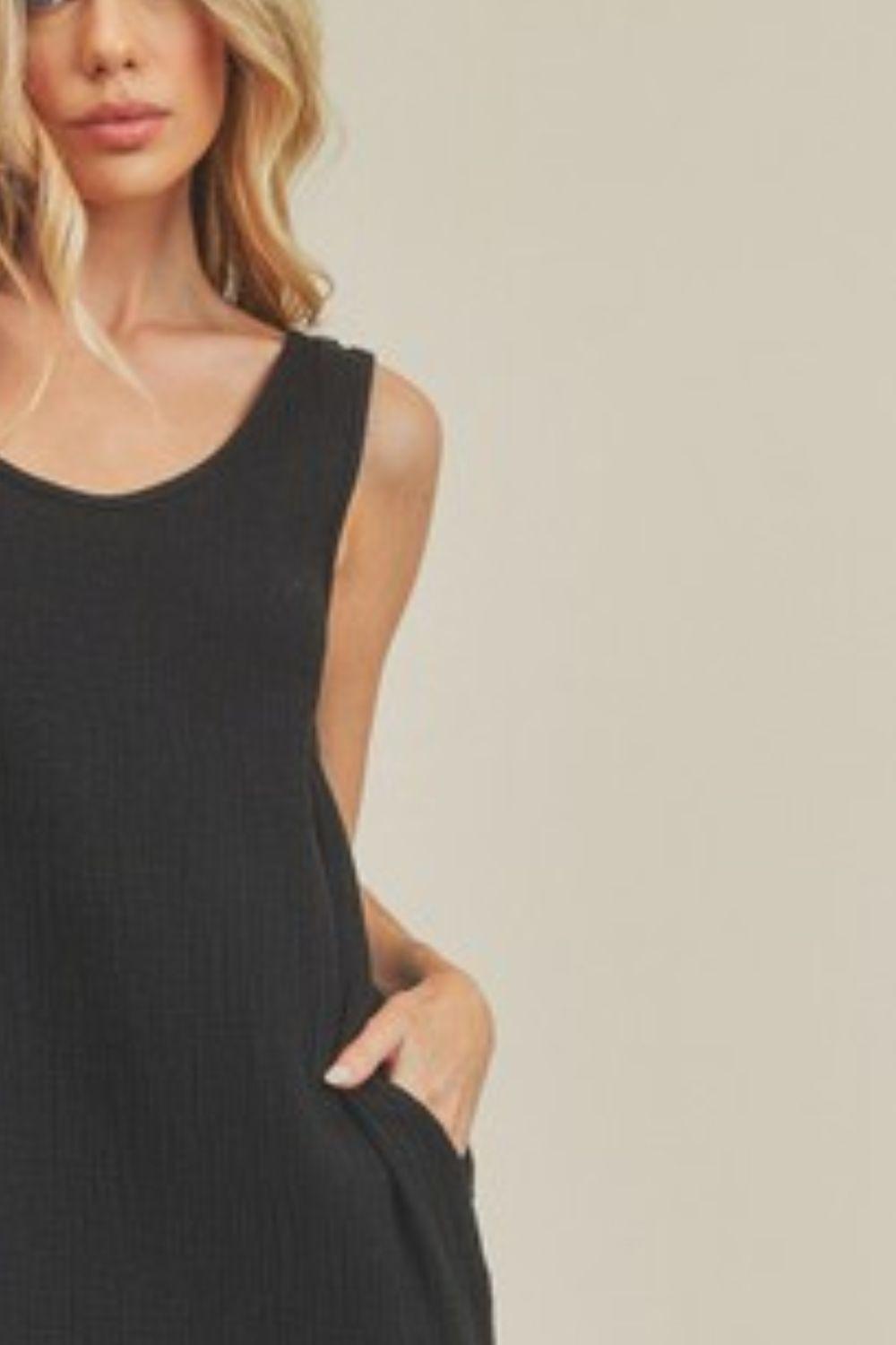 Aemi + Co Round Neck Midi Tank Dress with Pockets - Clothes For Her Online Store