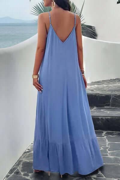 Devine Backless Maxi Cami Dress with Pockets