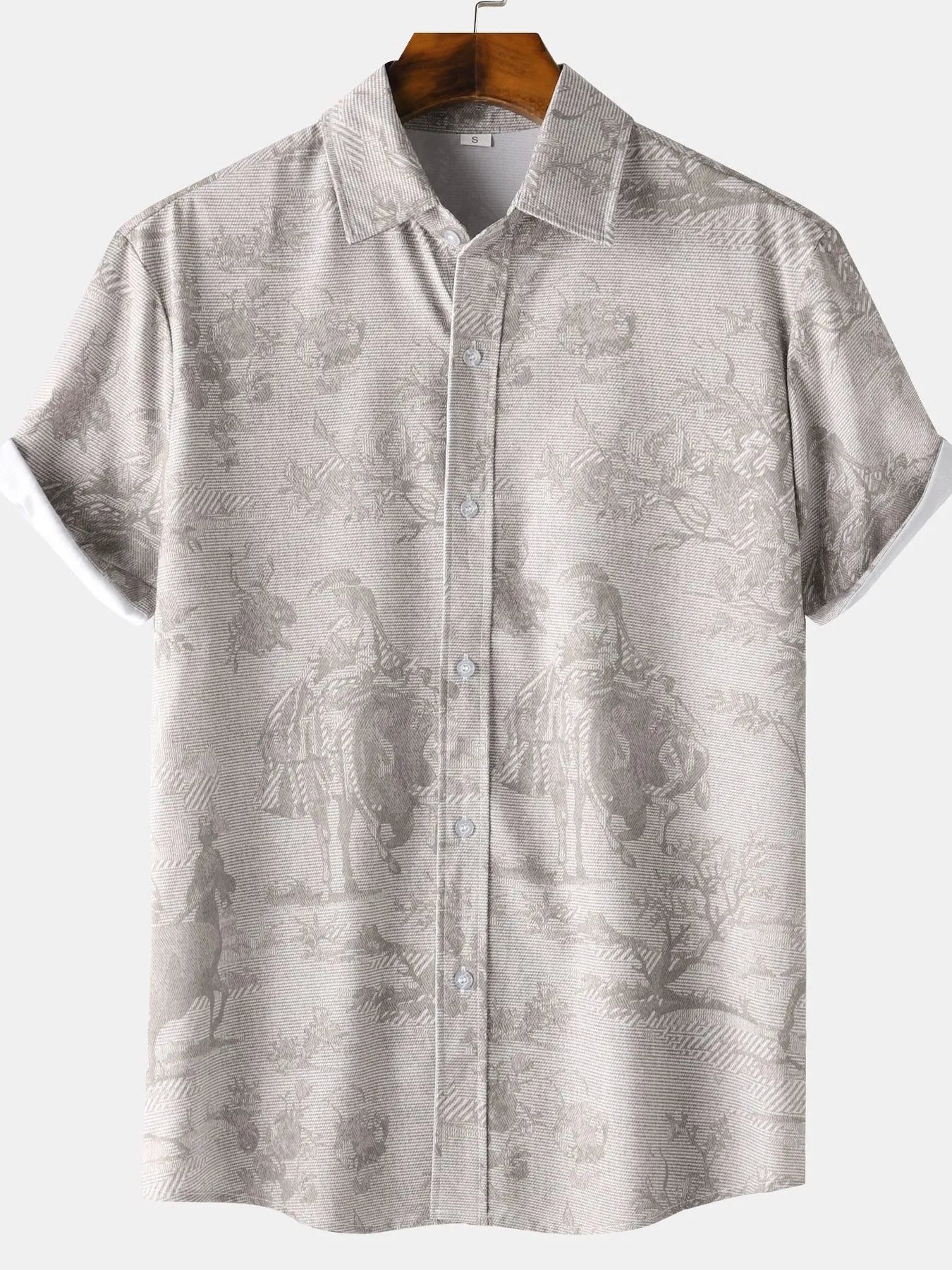 Men's Vintage Print Short Sleeve Casual Shirt