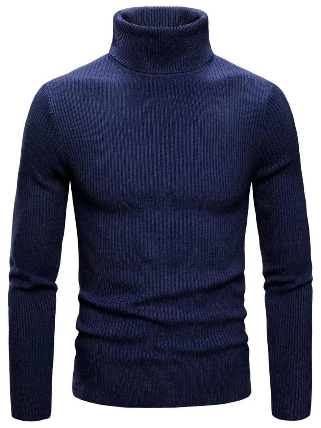 Men's Turtleneck Long Sleeve Ribbed Sweater