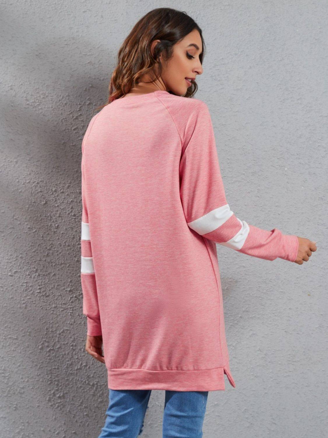 Full Size Striped Round Neck Long Sleeve T-Shirt - Clothes For Her Online Store